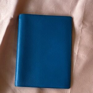 Authentic Hermes agenda - rare blue leather cover with green leather interior.